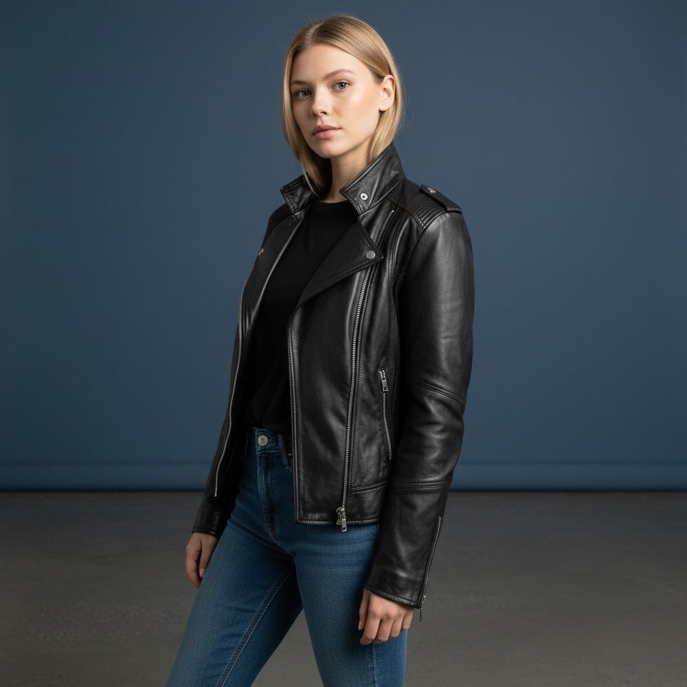 Kenneth Cole Reaction Women's Black Leather Jacket